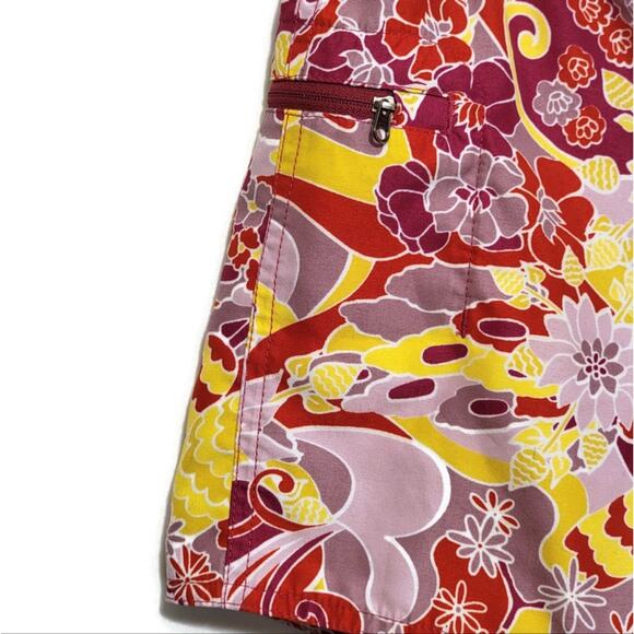 Patagonia Girls Floral Tropical Red Pink Yellow Shorts Size L - Picture 2 of 7